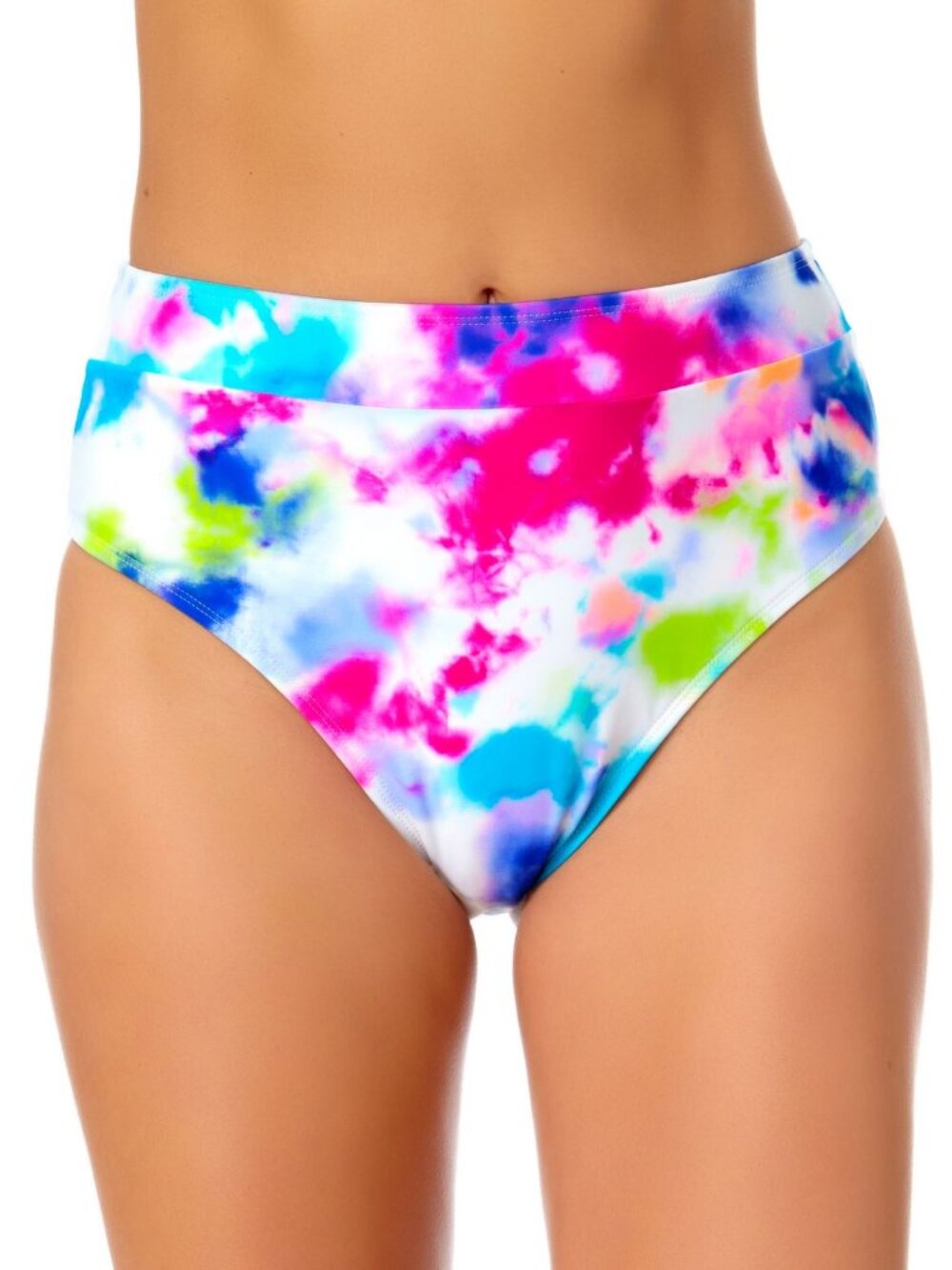 California Waves Womens Tie-Dyed High-Waist Bikini Bottoms